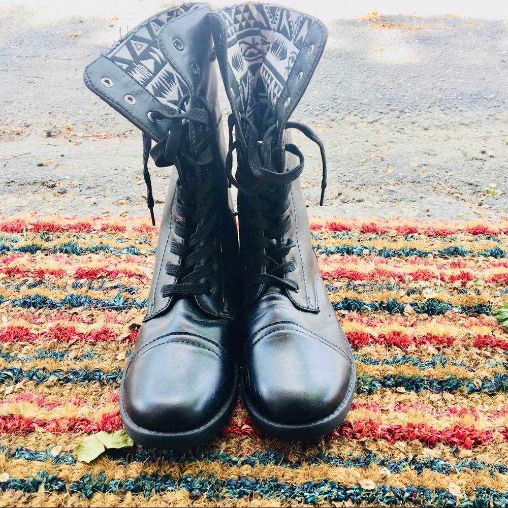 Black lace up boots